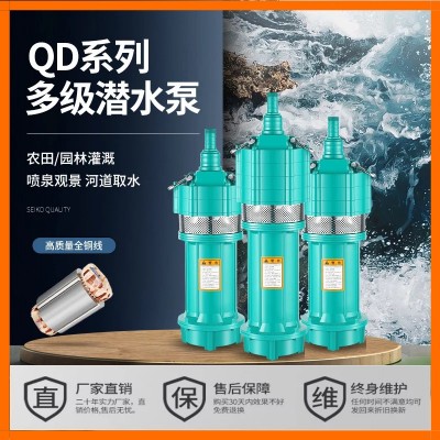 QD多級潛水泵高揚程深井油浸式清水泵小老鼠農用灌溉大流量抽水泵