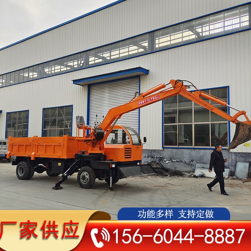 農(nóng)用四不像隨車挖 輪式拖拉機帶挖機 四驅(qū)自卸隨車挖