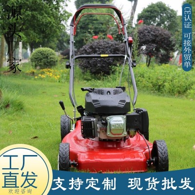 廠家直供四沖程手推草坪機 汽油款帶收草袋輪式割草機 農場剪草機