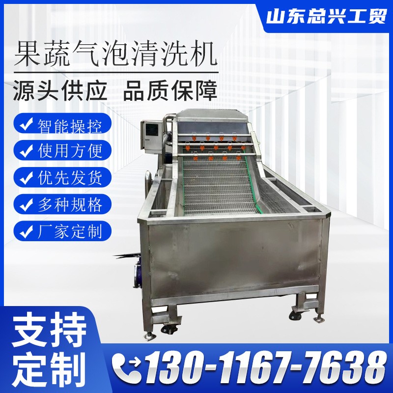水果全自動氣泡果蔬沖浪機 雞爪整雞清洗設(shè)備不銹鋼渦流清洗機