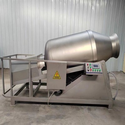 商用滾筒式變頻攪拌腌肉機 全自動肉餡傾斜到料液壓真空滾揉機