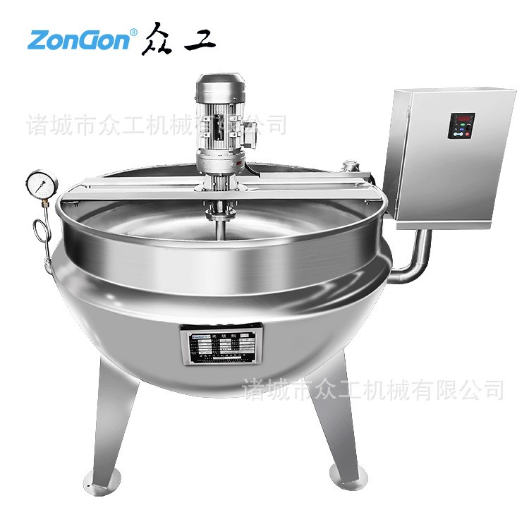 不銹鋼可傾斜式夾層鍋 全自動(dòng)蒸汽電加熱夾層鍋 辣椒醬攪拌炒鍋