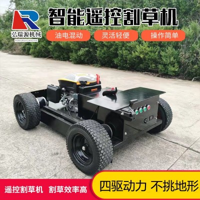 草原開荒爬坡遙控智能割草機 園林草坪修剪機 小型遙控輪式割草車