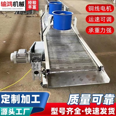 不銹鋼鏈板輸送機(jī)耐高溫果蔬風(fēng)干傳送機(jī)大間距平頂L鏈板輸送機(jī)