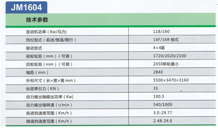 安徽金馬JM1604輪式拖拉機(jī)